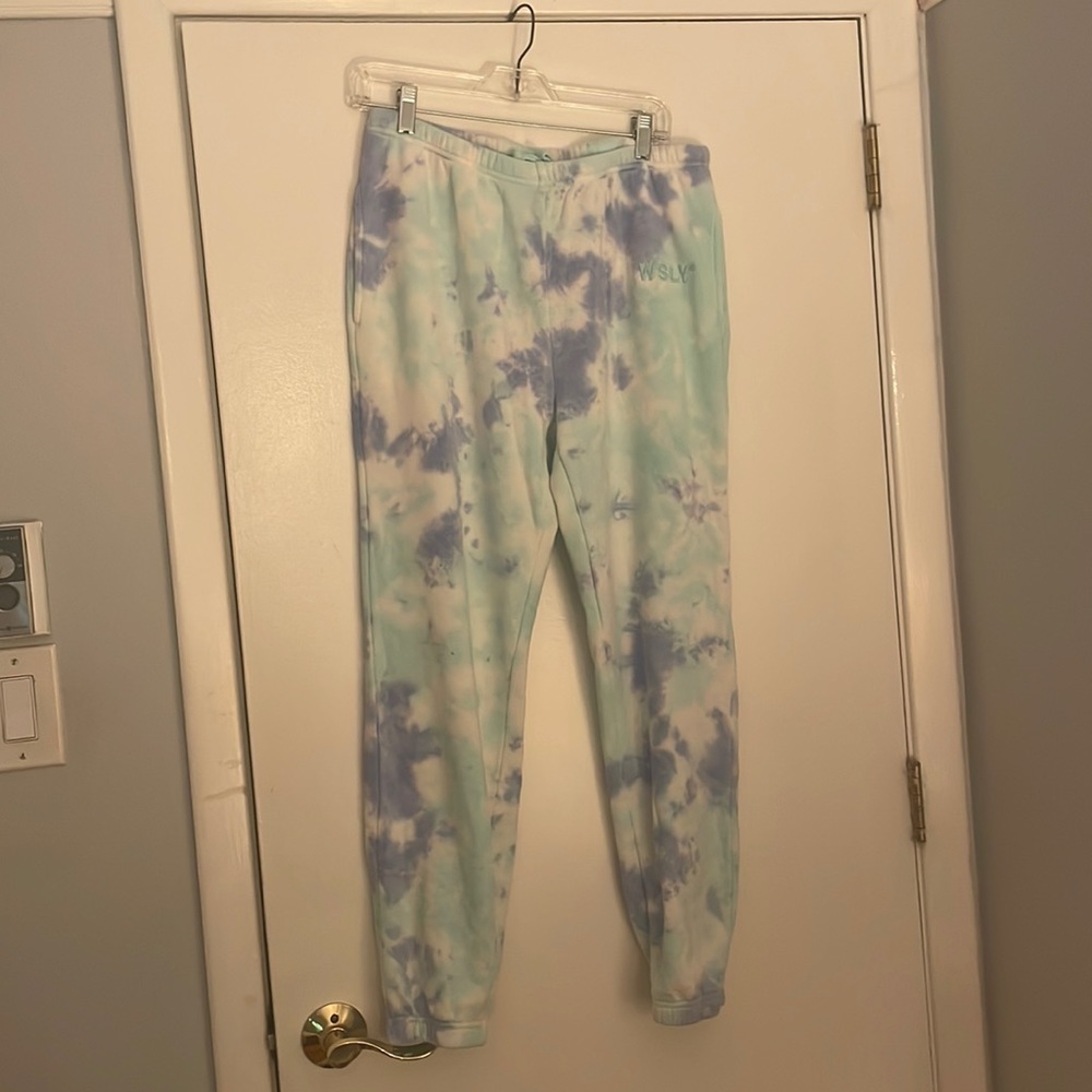 WSLY tie dye blue joggers, size medium, perfect condition worn once